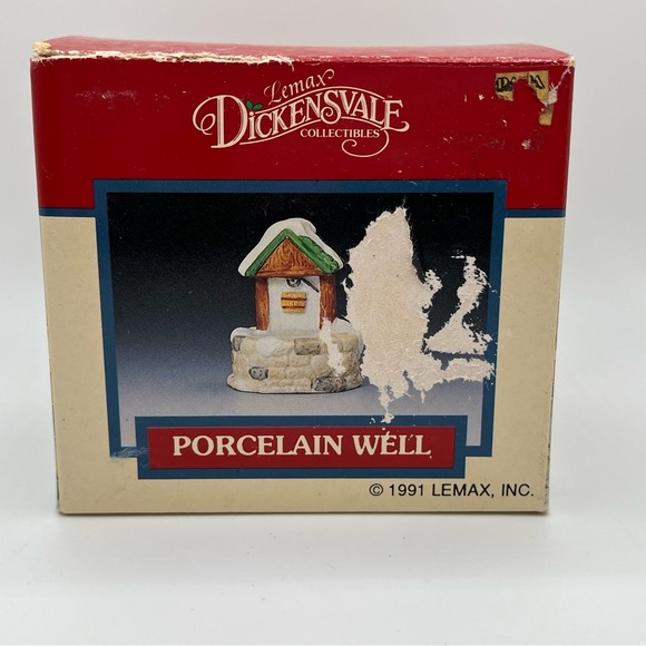Vintage 1991 Lemax Dickensvale Porcelain Wishing Well Christmas Village #13005 - Picture 7 of 11